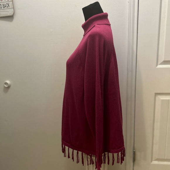 Clearance Rafella Women's fuchsia Turtleneck sweater fringe cotton bld 0162 XL - Picture 4 of 9